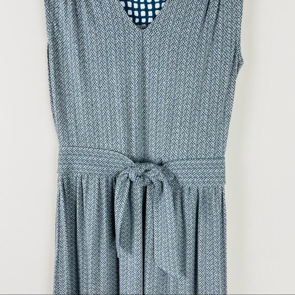 Matilda Jane grey green Slate Kate dot pink tie stretchy midi dress small - Picture 4 of 9